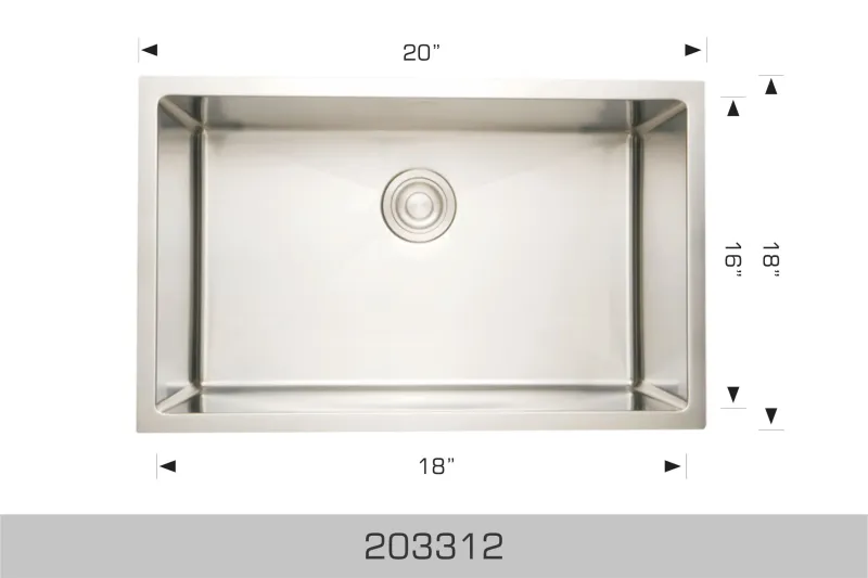 Bosco Diamond Series Plus 20" x 18" Radius Corner Kitchen Sink 203312