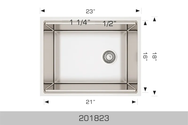 Bosco Durable alloy Plus Series 23" x 18" Radius Corner Kitchen Sink 201823