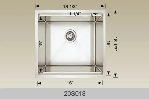 Bosco Super Series Plus 18 1/2″ x 18 1/2″ Radius Corner Sink 20S018