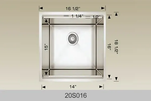 Bosco Super Series Plus 16 1/2″ x 18 1/2″ Radius Corner Kitchen Sink 20S016