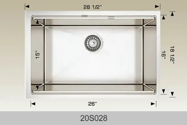 Bosco Super Series Plus 28 1/2" x 18 1/2" Radius Corner Kitchen Sink 20S028
