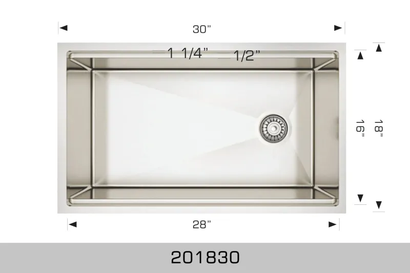 Bosco Titanium-built Plus Series 30″ x 18″ Radius Corner Kitchen Sink 201830