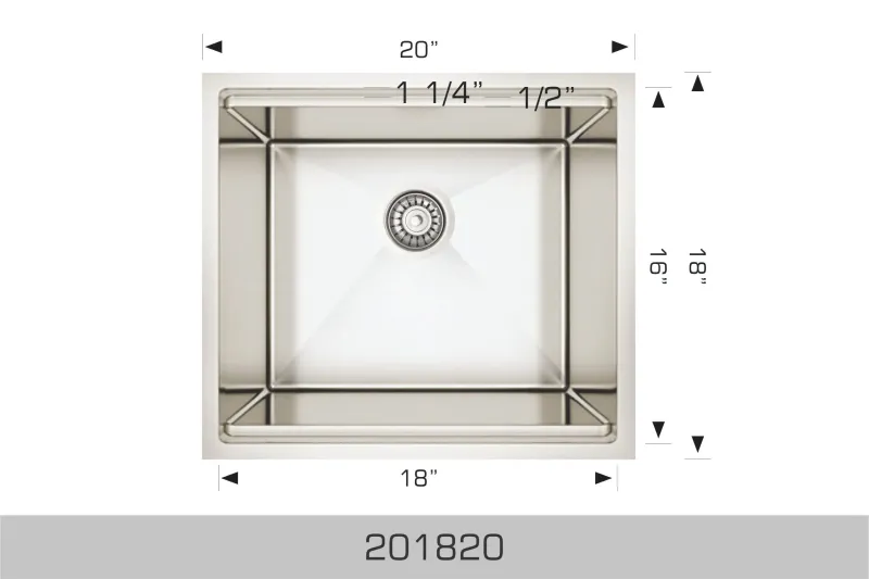 Bosco Titanium-grade Plus Series 20″ x 18″ Radius Corner Kitchen Sink 201820