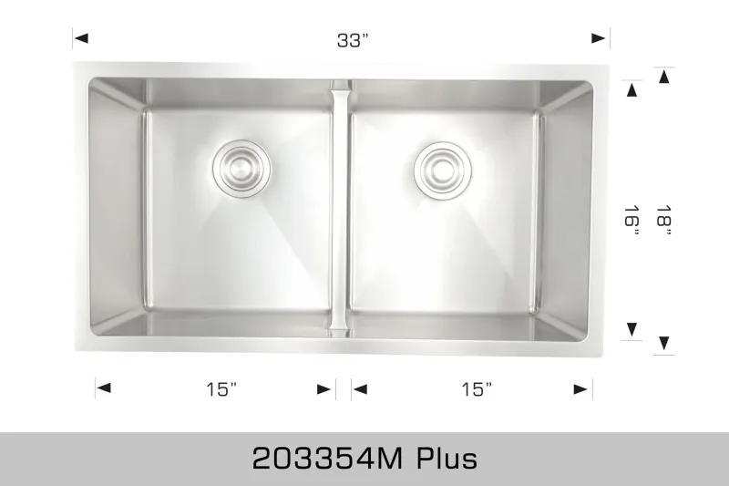 Bosco Titanium-grade Plus Series 33“ x 18” Radius Corner Sink 203354M Plus