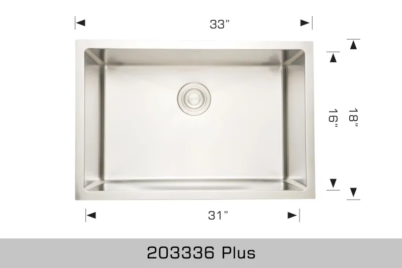 Bosco Titanium-grade Plus Series 33″ x 18″ Radius Corner Sink 203336 Plus