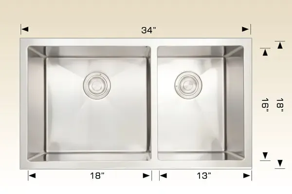 Bosco Titanium-grade Plus Series 34″ x 18″ Radius Corner Kitchen Sink 203337L Plus