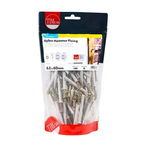 Box (100) 6.0 X 60 Timco Polyamide Hammer Fixing