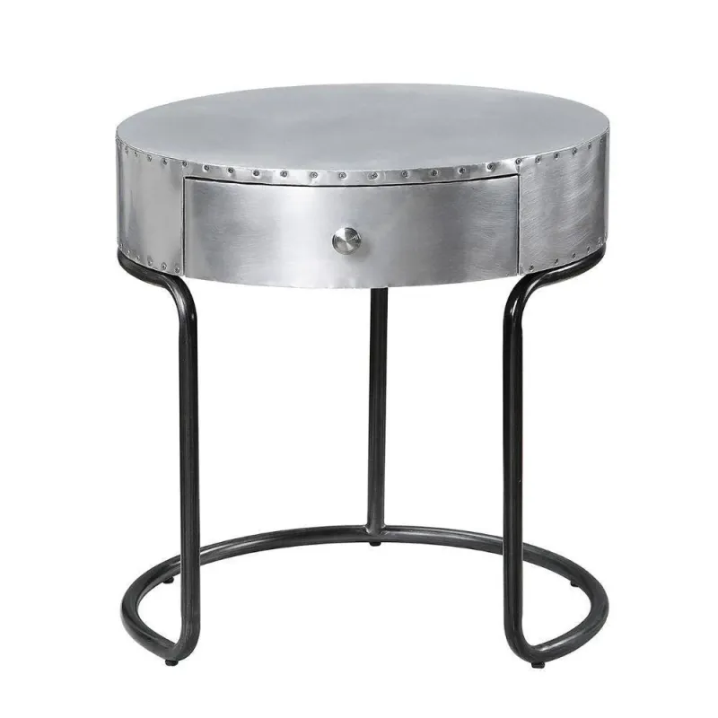 Brancaster End Table w/Drawer Aluminium