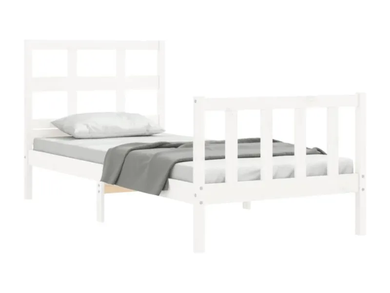 Cadre de lit sans matelas blanc bois de pin massif XVRK99013