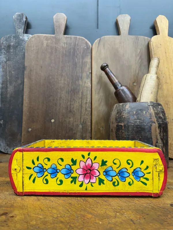 Canary Wooden Painted Brick Mould / Decorative Herb Planter / Storage Box Tray