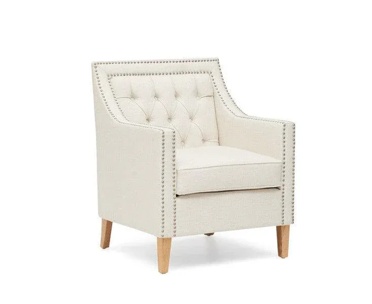 Casa Bella Ivory Fabric Armchair Home & Workshop