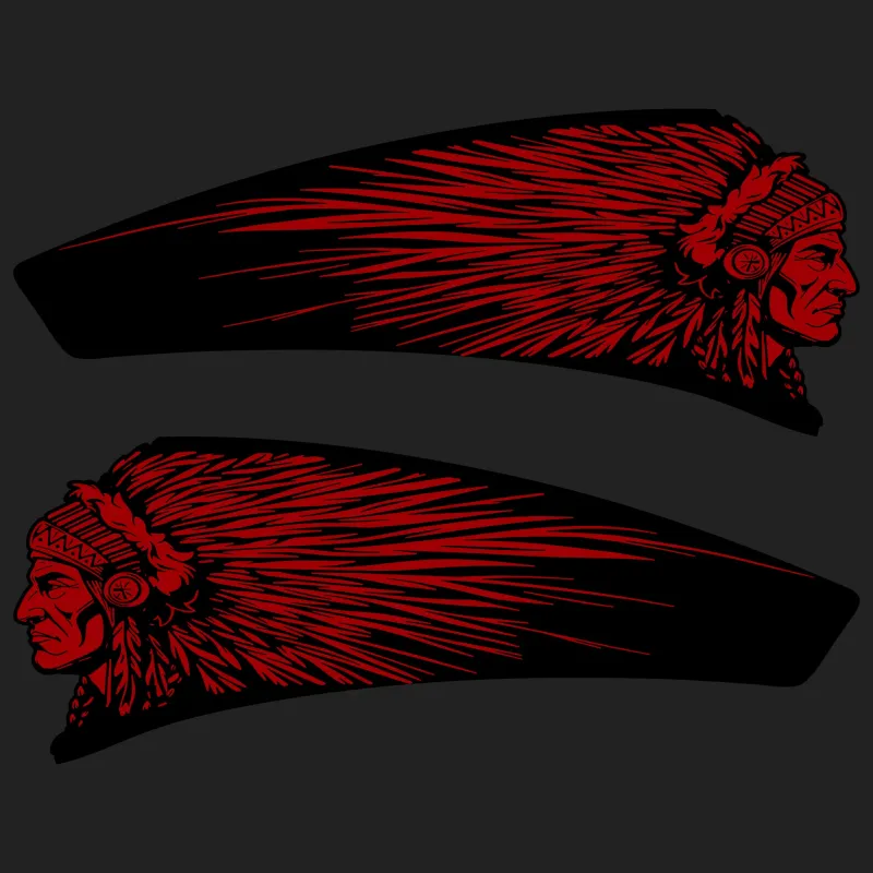 Chief Warbonnet Tank Decal place Indian Powerplus lineup - CWB-729 Red