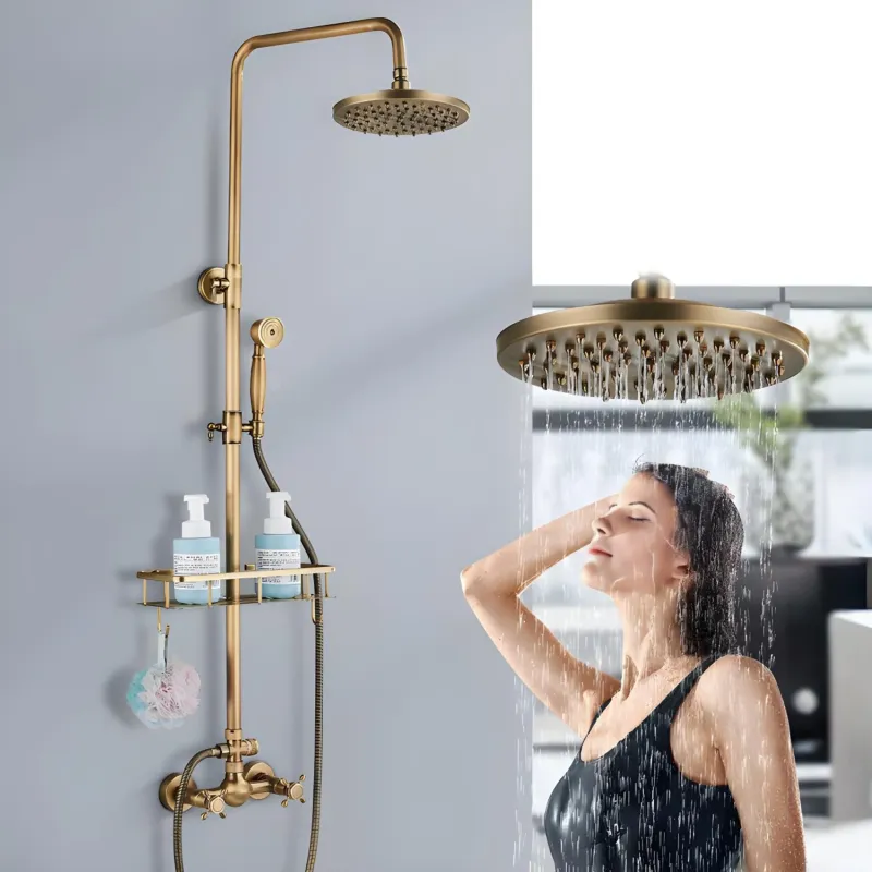 Chuveiro Timeless Com Torneira e Misturador Bronze Antigo Spark