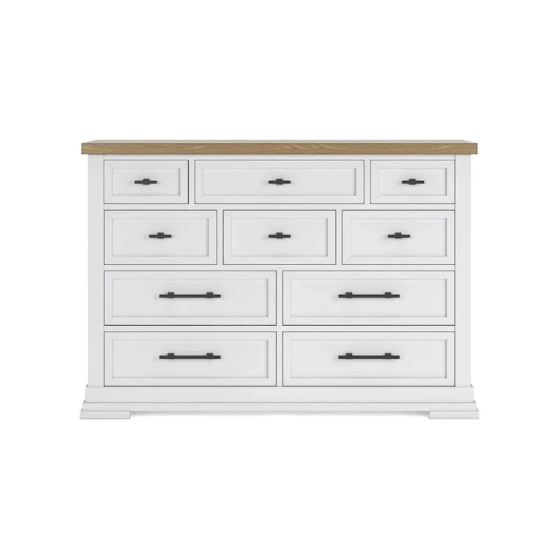 Commode blanche et marron Signature Design Ashley Ashbryn Brushed Nickel