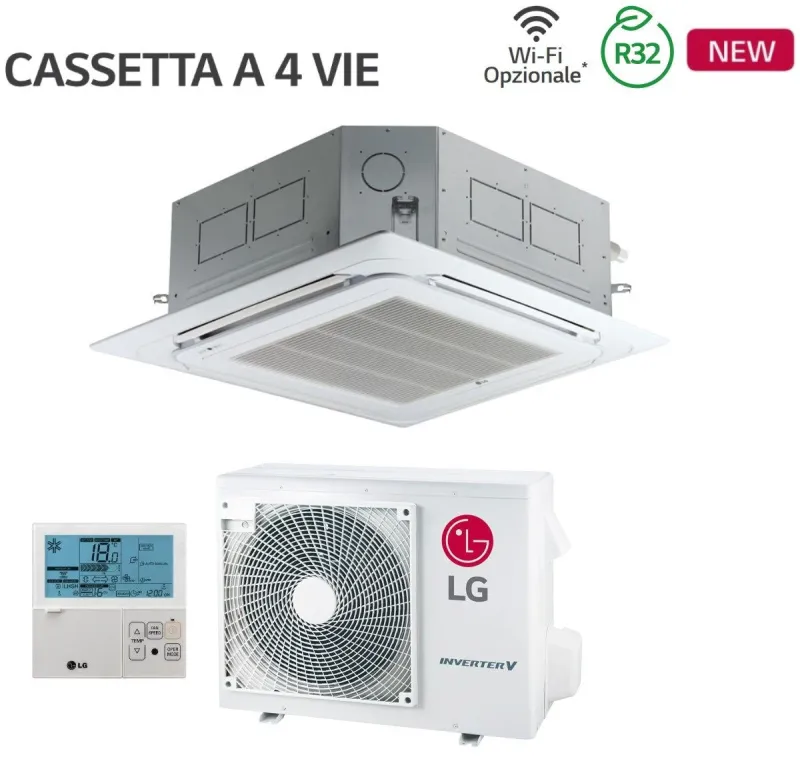 Condizionatore Climatizzatore LG Inverter R-32 Cassetta 4 Vie 24000 BTU CT24F.NB0 Con Comando Filo Wifi Customizable ++