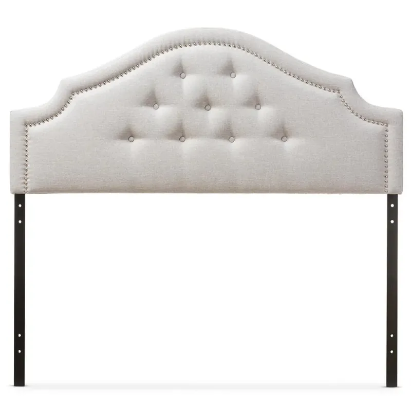 Cora Modern and Contemporary Greyish Sand Fabric Upholstered Queen Size Headboard