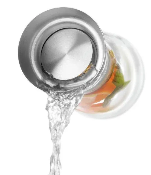 Cordless Carafe elegante en verre avec bouchon et tamis filtre inox