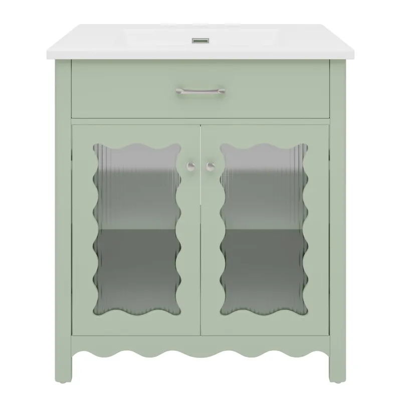 Cordless Cutting-edge Bathroom Vanity Tempered Glass Doors