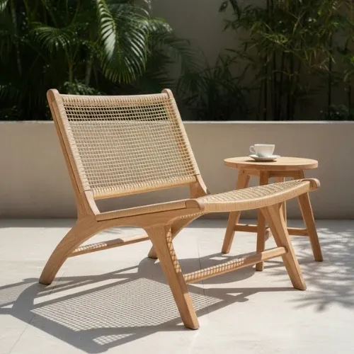 Cordless Fauteuil ethnique en bois de teck