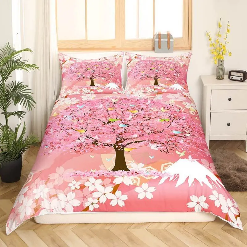 Cordless Housse de Couette et Deux Taies Arbre de Cerise