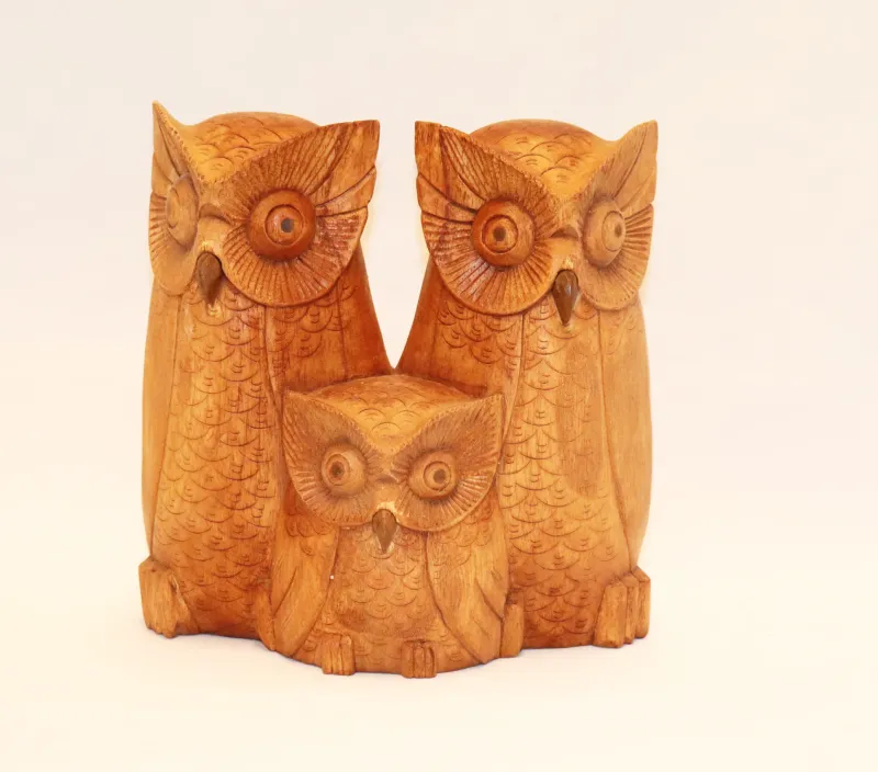Cordless Owl Family Statue
