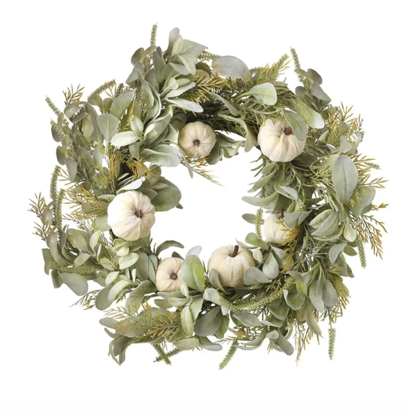 Cordless Snow Pumpkin Wreath