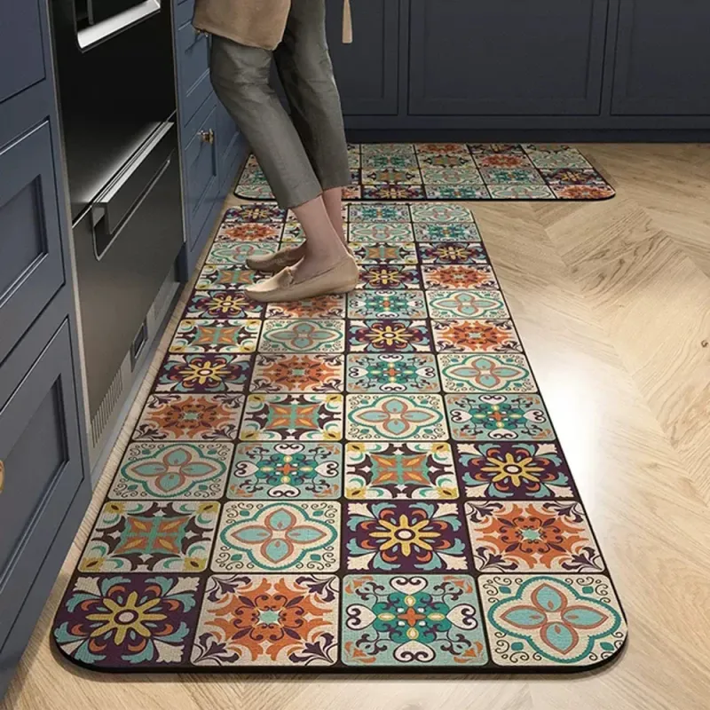 Cordless Tapis Cuisine Carreaux de Ciment