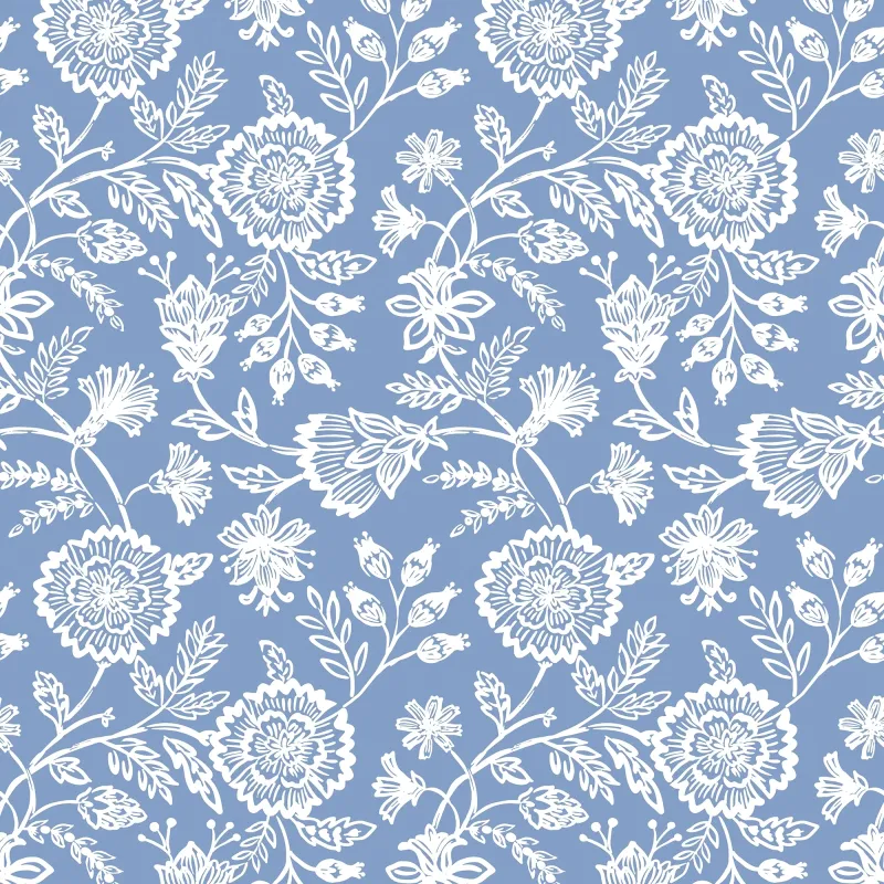 Country Floral Wallpaper Cornflower Navy