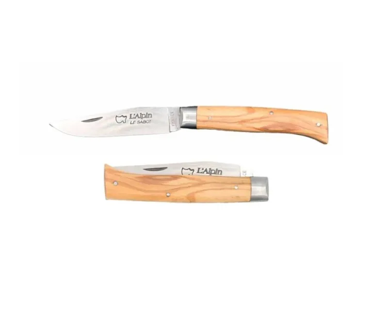 Couteau Pliant Alpin avec Mitre et Manche en bois d'Olivier - Au Sabot Made USA