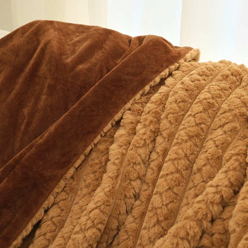 Couverture Polaire Plaid Fourrure Fausse Laine 700 g/m² Quick-Release