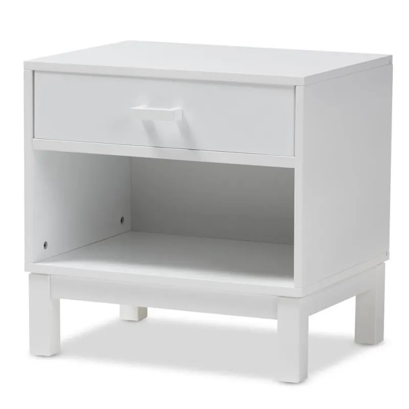 Deirdre Modern and Contemporary Chalk Wood 1-Drawer Nightstand Home & Workshop