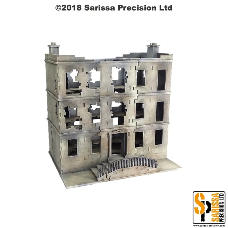 Destroyed Three-Storey European Residential Townhouse Quick-Release