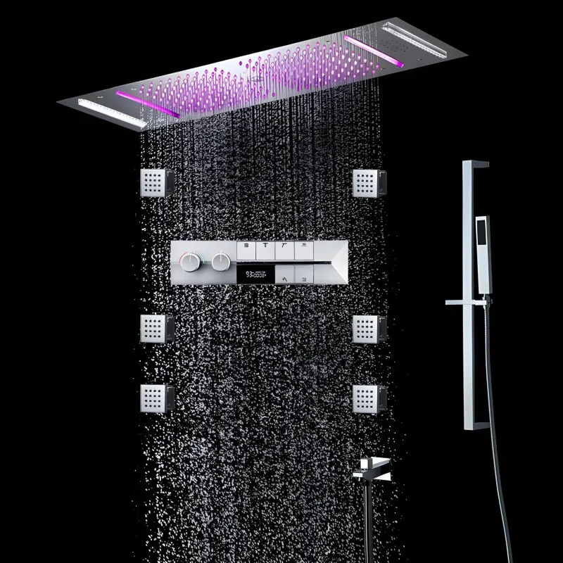 Ducha de Teto Embutir Spa Inox 90x30cm LED Wireless pairing Stellar