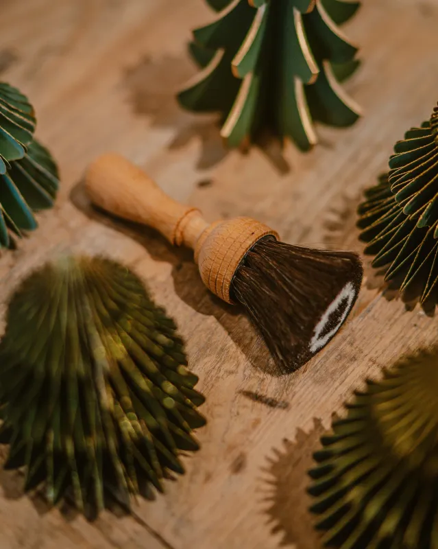 Dust Brush Waxed beechwood and Dark Goat hair- Miniature Industrial Design