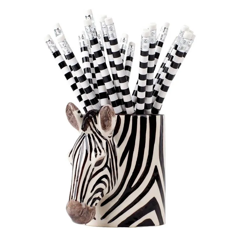 Earthenware Pencil Pot Zebra