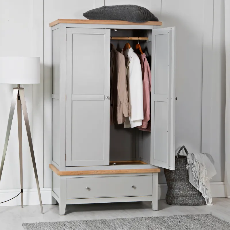 Eaton Grey Painted Oak Duplicate Wardrobe