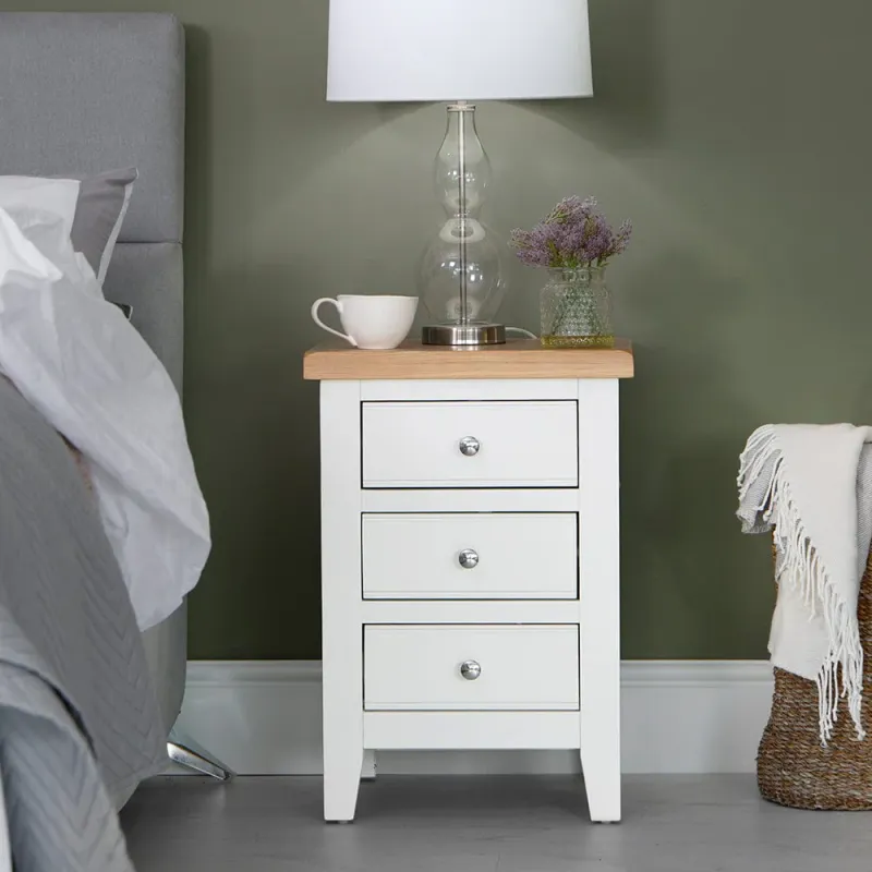Eaton Pearl Painted Oak Large Bedside Table