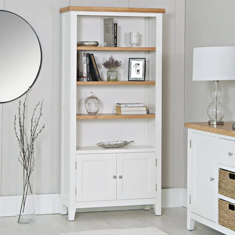 Eaton White Painted Oak Spacious Wide Bookcase