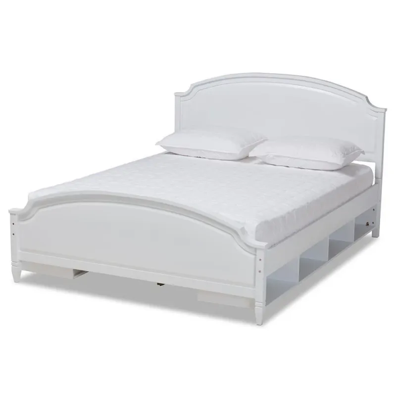 Elise Timeless and Traditional Transitional White Finished Wood Full Size Storage Platform Bed Home & Workshop