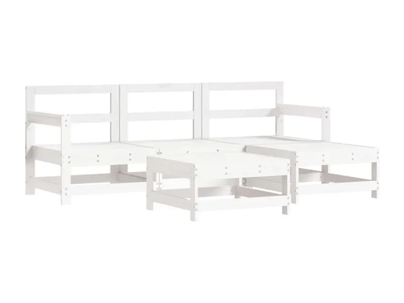 Ensemble de mobilier de jardin en bois massif blanc - dlz1766578881056