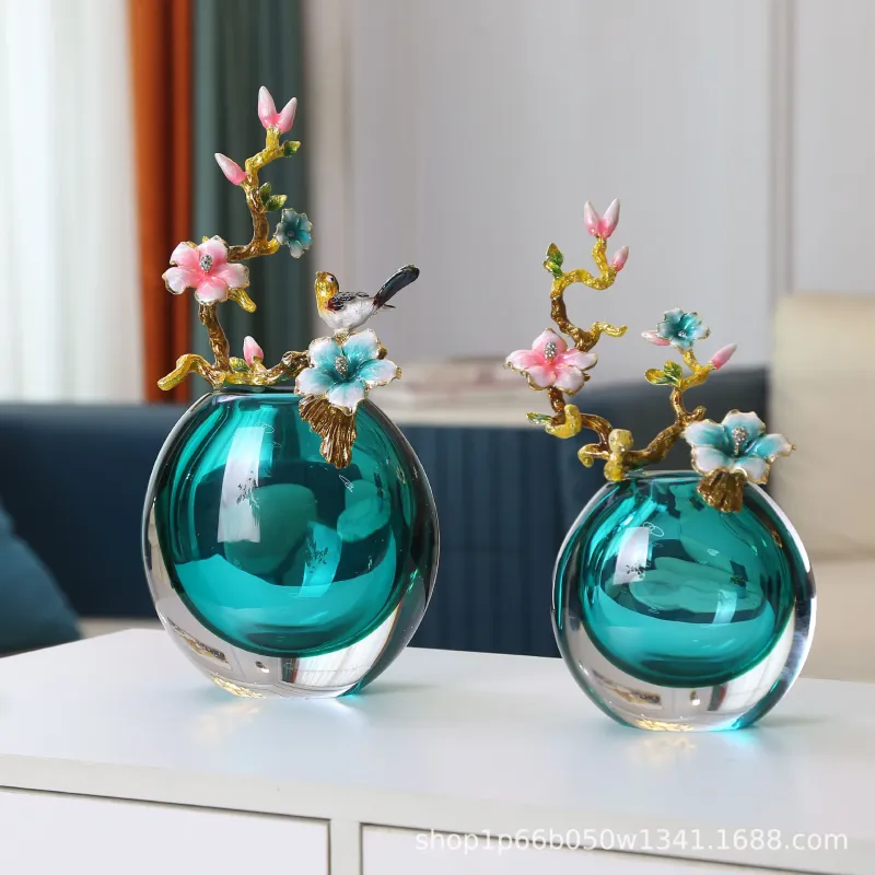 Ergonomic Design Afralia™ Enamel Slim Ornaments & Glass Vases: New Chinese Style Home Decor Living Room