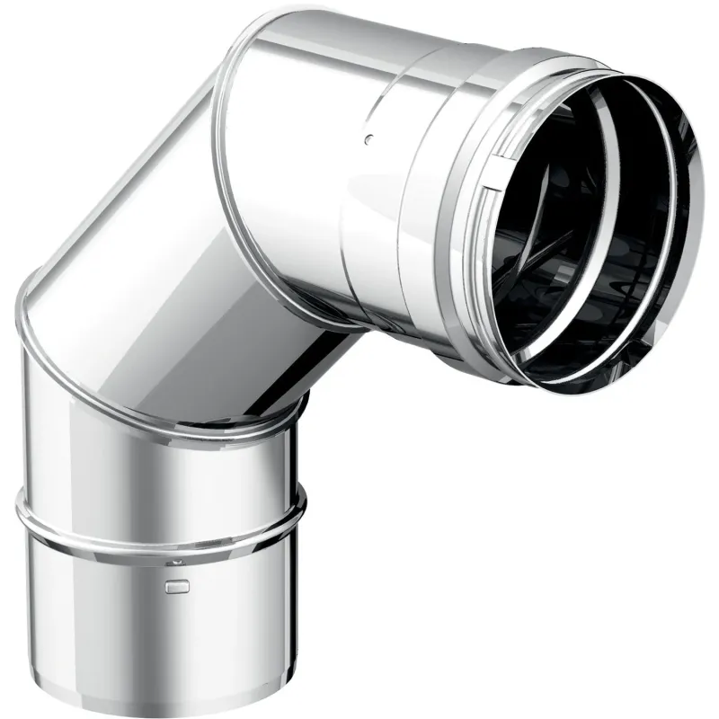 Ergonomic Design Curva 90° Gradi Camini Wierer Acciaio Inox Mono Parete Vari Diametri