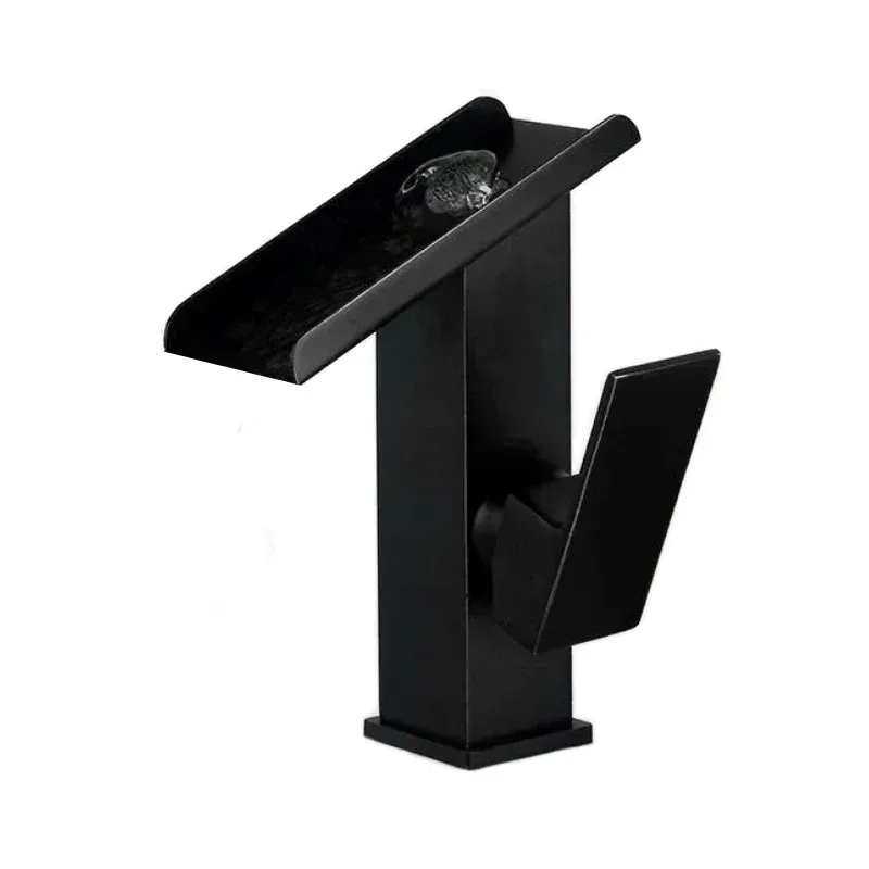 Ergonomic Design Robinet Cascade Salle de Bain Rectangulaire Noir