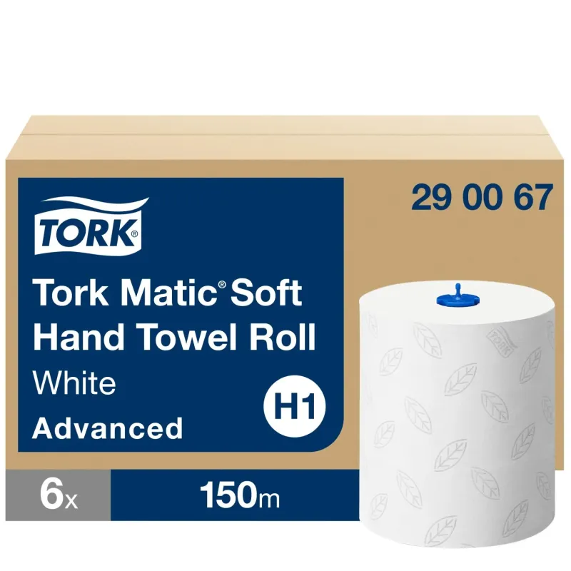 ESSUIE-MAINS ROULEAU TORK MATIC® PREMIUM H1 BLANC 150M 2 PLIS ECOLABEL X6