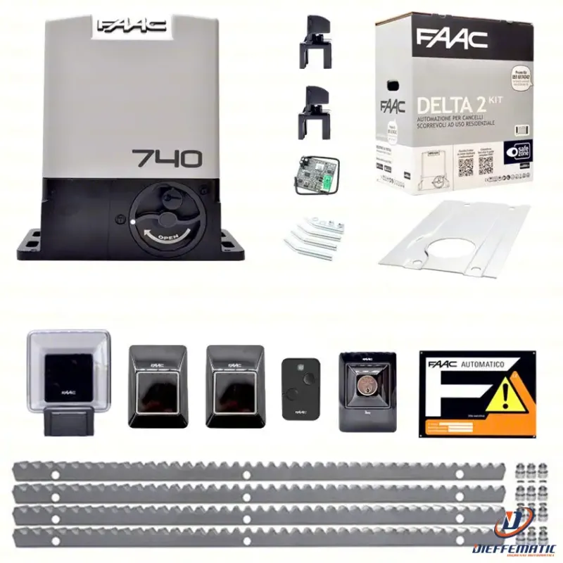 Faac Delta 2 740 Kit 4 Mt Cremagliera Metallo Automazione Cancello Scorrevole Df