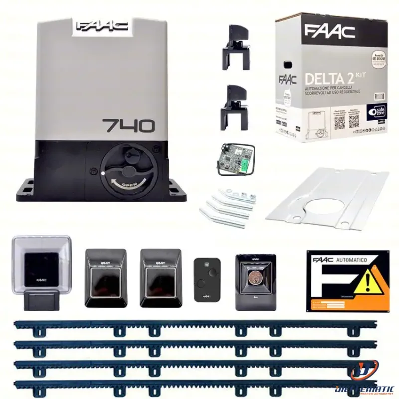 Faac Delta 2 Kit + 4Mt Crem Automazione Per Cancelli Scorrevoli Uso Residenziale