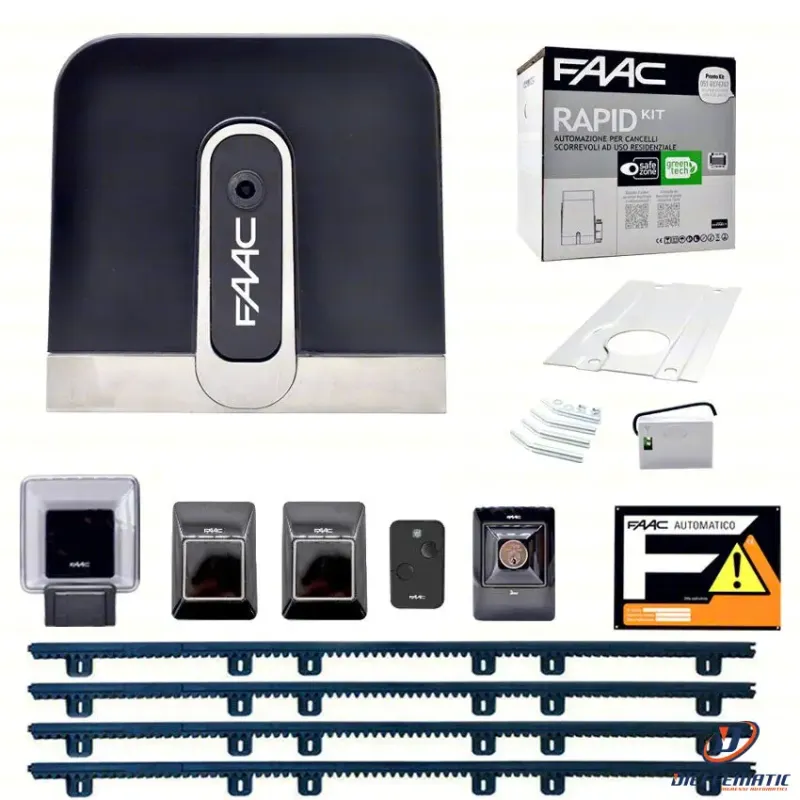 Faac Prompt C720 Kit + 4 Mt Cremagliera Nylon Automazione Cancello Scorrevole