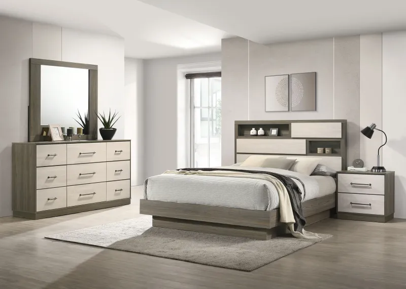 Fenwick 4-piece Queen Bedroom Adjust Grey Oak