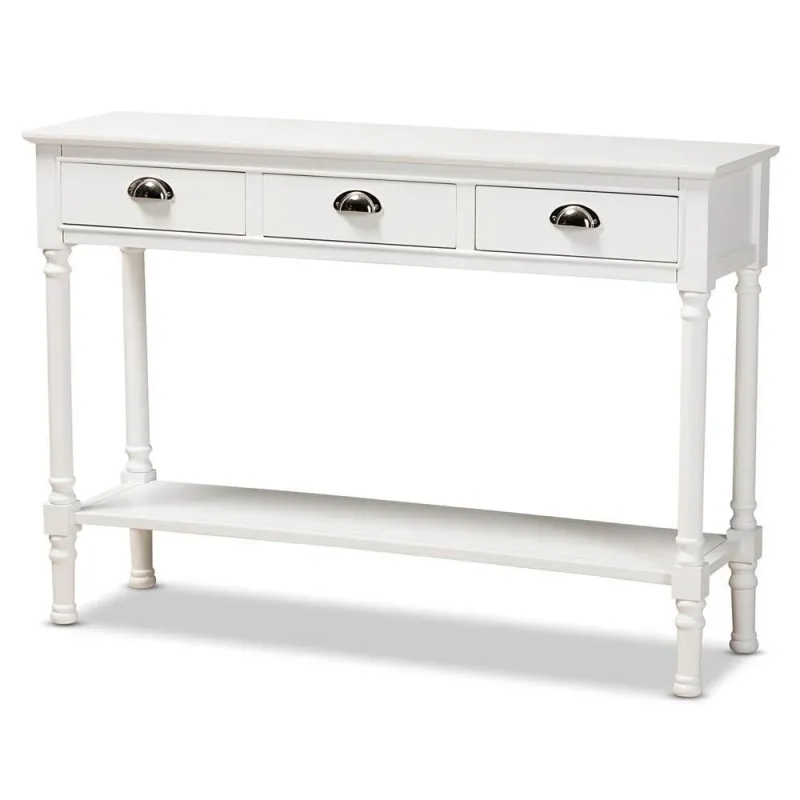 Garvey French Provincial Snow Finished Wood 3-Drawer Entryway Console Table