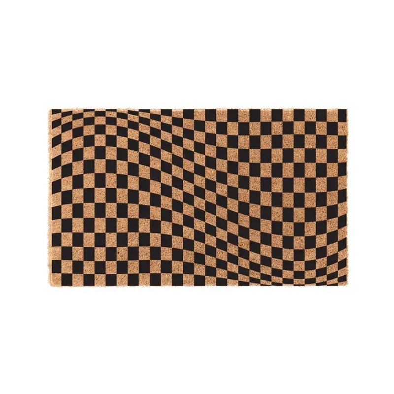 Geo Check Wave Coir Doormat Quick-Release